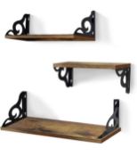 RRP £23.99 Umi Floating Shelves Rustic Wall Shelves, 3-Pack