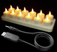 RRP £30.99 SoulBay USB Rechargeable LED Candles 12Pcs Flameless Tea Lights Charging Station