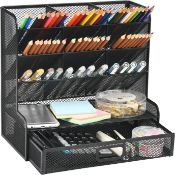 RRP £24.99 Marbrasse Mesh Desk Organizer, Multi-Functional Pen Desktop Stationary Organizer