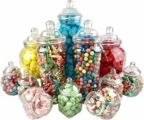 RRP £22.99 TOP STAR 12 Empty Jars Vintage Victorian Sweet Shop Candy Buffet Kit Party Pack