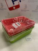 Multi-Purpose A4 Size Storage Baskets Set of 4 Shallow Coloured Organisers