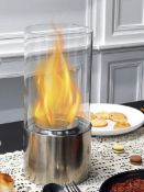 RRP £32.99 JSMY Silver Table Fireplace with Glass Tube Biothenal Portable Fireplace