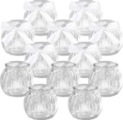 RRP £21.99 Belle Vous 12 Pack Clear Glass Tealight Candle Holder