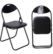 Nyxi Folding Chair Padded Paris Faux Leather Chair, Black RRP £20.99