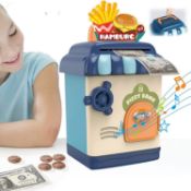 RRP £21.99 Piggy Bank for Kids, Cute Auto Scroll Money Bank Electronic ATM with Music