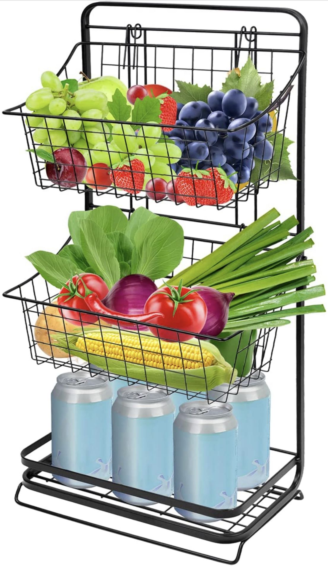 RRP £26.99 Mocolom 3-Tier Metal Fruit Basket Countertop Wire Storage Holder