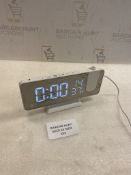 Projection Alarm Clock Bedside, Digital Clock with FM Radio, 180°Projector, 7" LED Mirror Display
