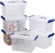 RRP £26.99 Eudokky 6 Liter Plastic Lidded Boxes for Storage, 6 Packs, Transparent