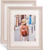 RRP £50 Set of 2 x GraduationMall 2-Pack 11x14 Wood Picture Frames Glass, Rustic White