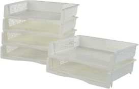 RRP £19.99 Eudokky 6 Tier Plastic Stackable Paper Tray, A4 Letter Filing Document Trays, White
