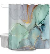 RRP £20.99 Winolive Marble Shower Curtain Beautiful Fabric Cloth with Accessories