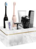 Luxspire Toothbrush Holder Resin Countertop Organiser, Gravel White RRP £18.99