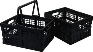RRP £22.99 Sandmovie Collapsible Plastic Storage Crate, Foldable Shopping Baskets, Set of 2