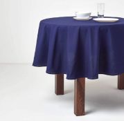 RRP £19.99 Homescapes Navy Blue Cotton Round Tablecloth, 178cm 100% Plain Cotton