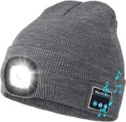 RRP £19.99 Beanie with A Light and Bluetooth, USB Rechargeable Wireless Headphone Knitted Cap