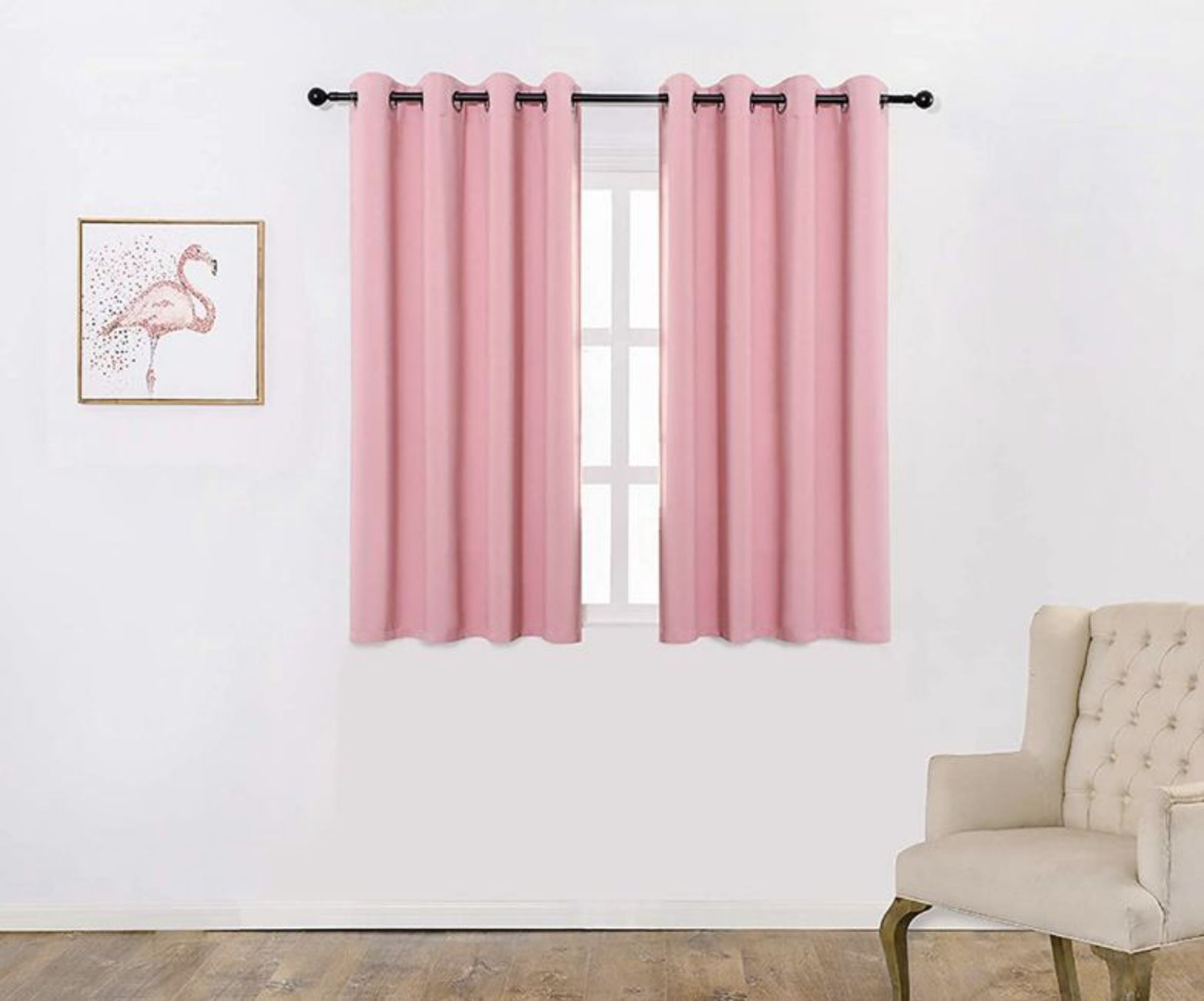 RRP £32.99 Anjee Eyelet Blackout Thermal Insulated Curtains 66x54" with matching Tie Backs