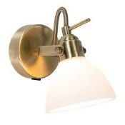RRP £28.99 Contemporary and Chic Antique Brass Wall Spot Light Glass Shade by Happy Homewares