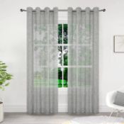 RRP £24.99 Taiyuhomes Voile Curtains 2 Panels Net Sheer Curtain Patio Door( 55.9x96.5in) Grey