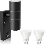 RRP £32.99 ALUSSO Outdoor Stainless Steel Wall Light PIR Motion Sensor Double Up Down Light