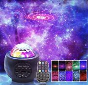 RRP £24.99 LED Night Light Projector, 3 in 1 LED Galaxy Starry Light Ocean Wave Projector