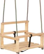 Wooden Swing Chair for Children Over 36 Months with Safety Barrier and Strap Garden Swing