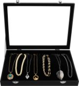 RRP £19.99 Kurtzy Black Velvet Necklace Jewellery Organise Storage Display Case Box