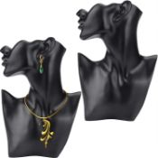 RRP £39.99 BELLE VOUS 2 Pack Black Resin Necklace Display Bust -Jewellery Holder Mannequin