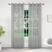 RRP £24.99 Taiyuhomes Voile Curtains 2 Panels Net Sheer Curtain Patio Door (55.9x96.5in) Grey