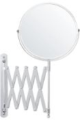 RRP £21.99 Belle Vous Chrome Wall Mounted Extendable 360 Swivel Mirror 3X Magnification