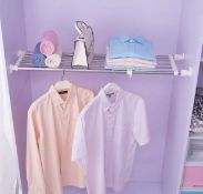 RRP £24.99 Hershii Tension Shelf Expandable Rod Closet System Heavy Duty Clothes Hanger Shoe Rack