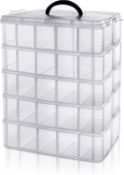 RRP £25.99 BELLE VOUS 5 Tier Tall Clear Transparent Plastic Stackable Storage Box