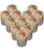 RRP £23.99 Belle Vous 12-Pack Grey Glass Votive Luxury Tealight & Candle Holder