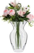 RRP £19.99 Belle Vous Small Clear Crystal Glass Vase - 18 cm High Vase