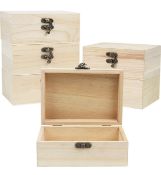 RRP £23.99 Belle Vous Unfinished Wooden Box Set of 6 Boxes with Hinged Lid