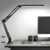 RRP £29.99 SKYLEO LED Desk Lamp with Clamp, Eye-Care Dimmable Reading Light