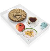 RRP £29.99 Kurtzy White Acrylic Plastic Serving Tray with Handles Large Rectangular 50x30cm Tray
