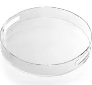 RRP £22.99 Kurtzy Clear Round Plastic Serving Tray with Handles, 30cm Large Breakfast Tray