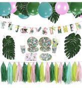 RRP £28 Set of 2 x EasyJoy Tropical Party Decorations Set with Tableware