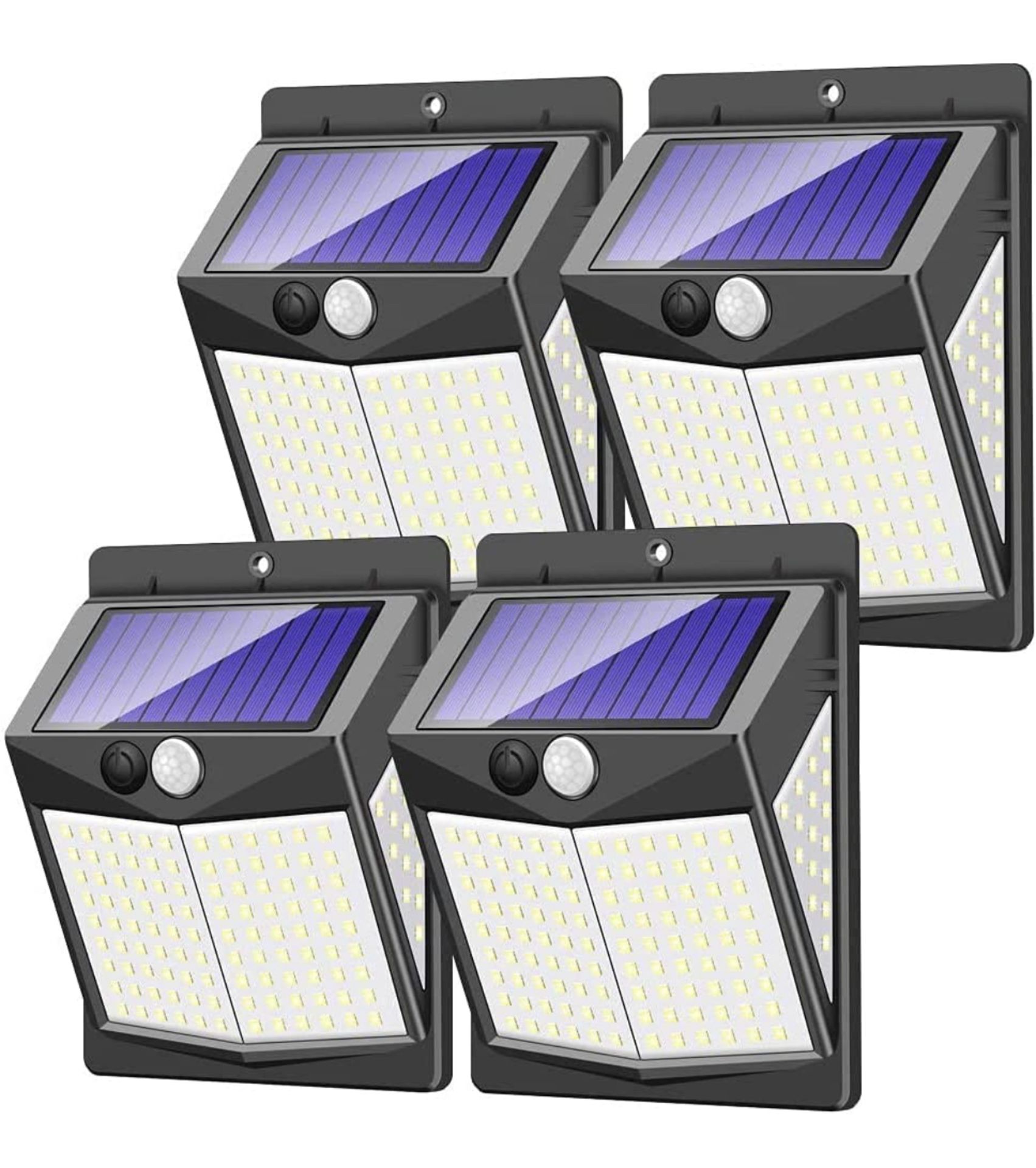 RRP £32.99 Claoner Solar Security Lights Outdoor 140LED Solar Motion Sensor Lights, 4-Pack