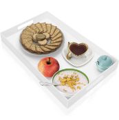 RRP £29.99 Kurtzy White Acrylic Plastic Serving Tray with Handles Large Rectangular 50x30cm Tray