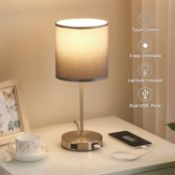 RRP £31.99 Seealle USB Touch Table Lamp, Bedside Lamp with Dual USB Charging Ports
