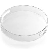RRP £22.99 Kurtzy Clear Round Plastic Serving Tray with Handles, 30cm Large Breakfast Tray