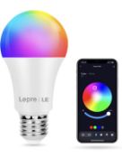 RRP £40 Set of 4 x Lepro Colour Changing Light Bulb E27 Bluetooth App Control Screw Bulbs