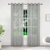 RRP £24.99 Taiyuhomes Voile Curtains 2 Panels Net Sheer Curtain Patio Door (55.9x96.5in) Grey