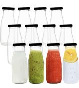 RRP £28.99 Belle Vous Reusable Glass Milk Bottles with Metal Lids 12-Pack, 300ml