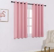 RRP £32.99 Anjee Eyelet Blackout Thermal Insulated Curtains 66x54" Luxury Pink Curtains