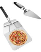 RRP £20.99 Fangze 10x12" Stainless Steel Pizza Peel Folding Handle Shovel Paddle And Cutter Set