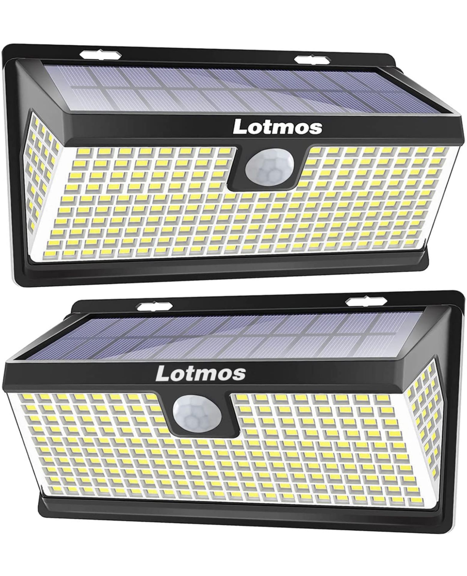 RRP £29.99 Lotmos Solar Lights Outdoor 236LED Solar Security Motion Sensor Waterproof, 2-Pack