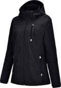 RRP £79.99 Reyshionwa Women's Softshell Jacket with Removable Hood Waterproof Coat, L