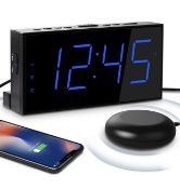 RRP £21.99 Loud Alarm Clock with Bed Shaker, Large Digital Display with USB Port